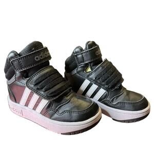 Adidas hoops mid 3.0 shoe sneaker black white cushioned comfort unisex size 8Y